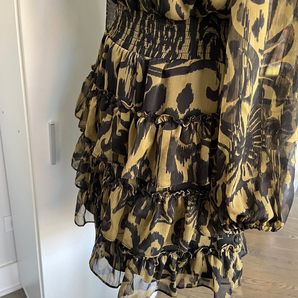 NWT 1.State Long Sleeve Smock-Neck Ruffle-Skirt Dress Size Small - Picture 8 of 15